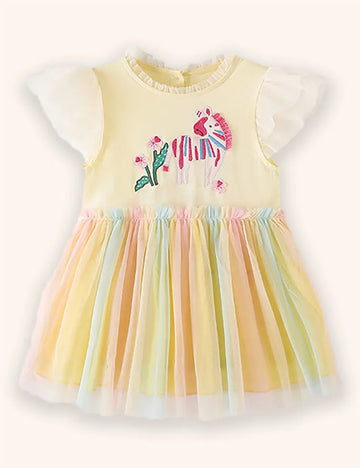 Pony Applique Tulle Rochie